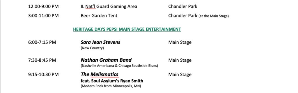 Heritage Days 2025 Schedule of Events